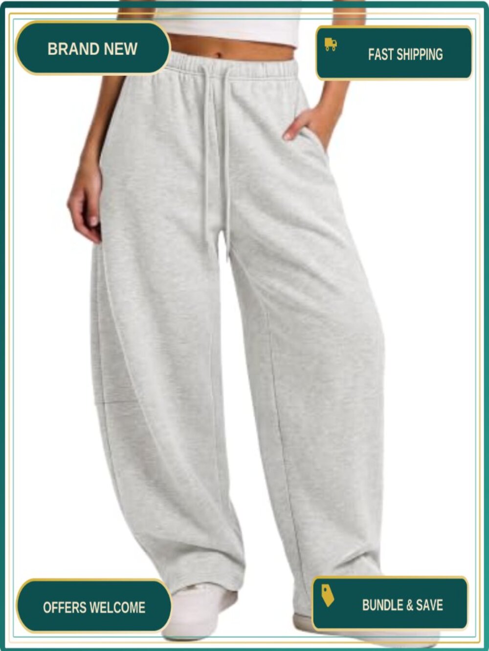 Wide Leg Barrel Sweatpants Women Baggy Comfy Lounge Pants Drawstring Side